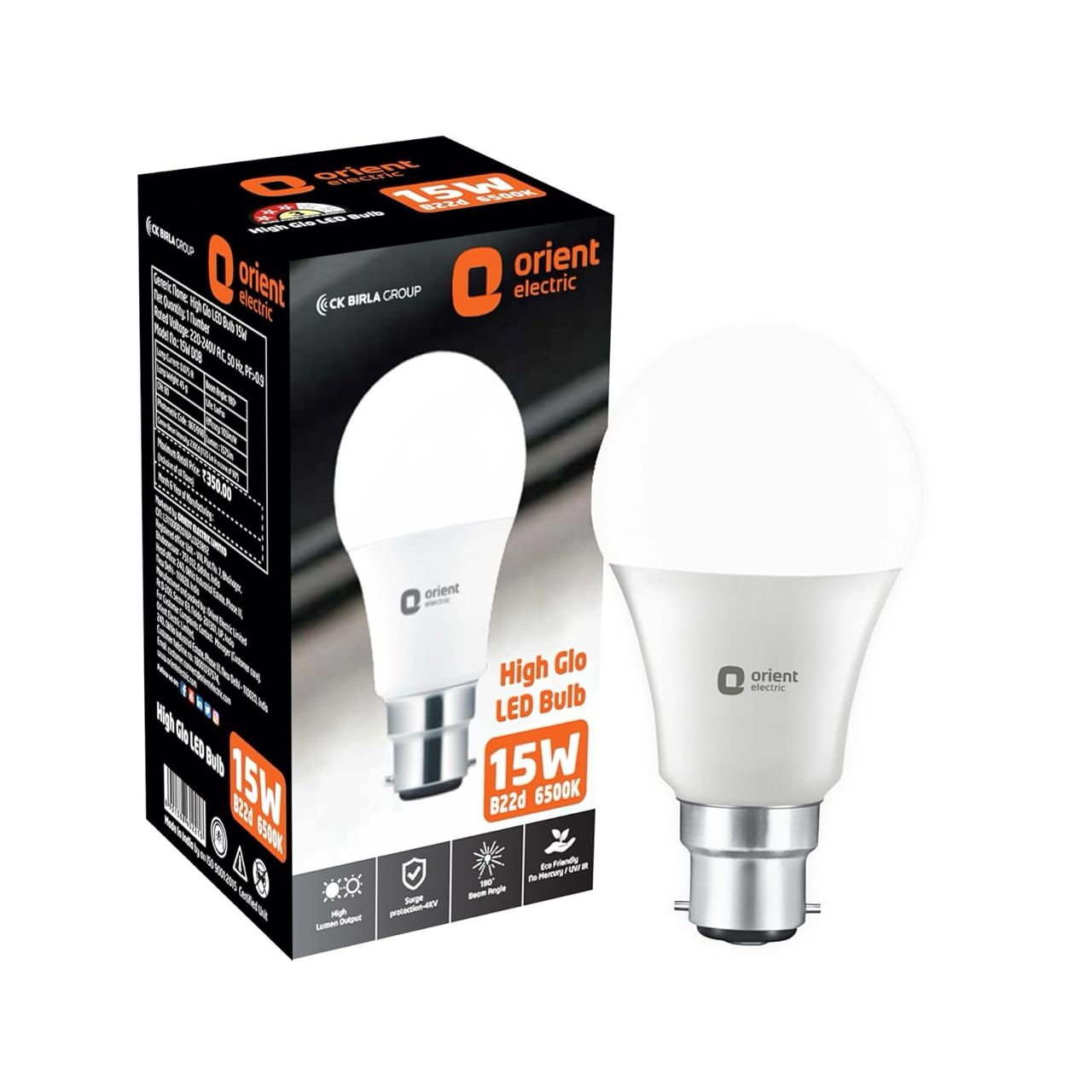 Orient Electric High Glo LED Bulb 15W, Cool white light, 6500K, B22d, Pack of 1: Product Review